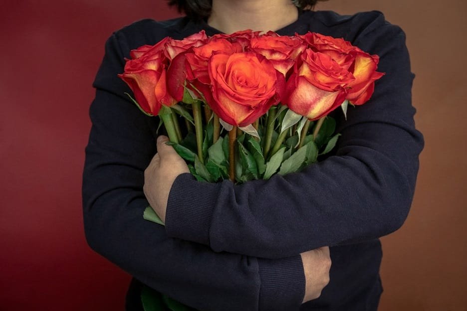 Woman holding flowers